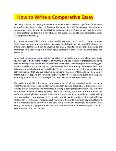 Ways to write a comparison essay